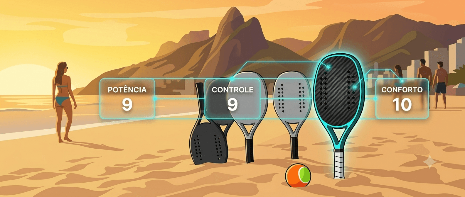 Raquetes de beach tennis na areia